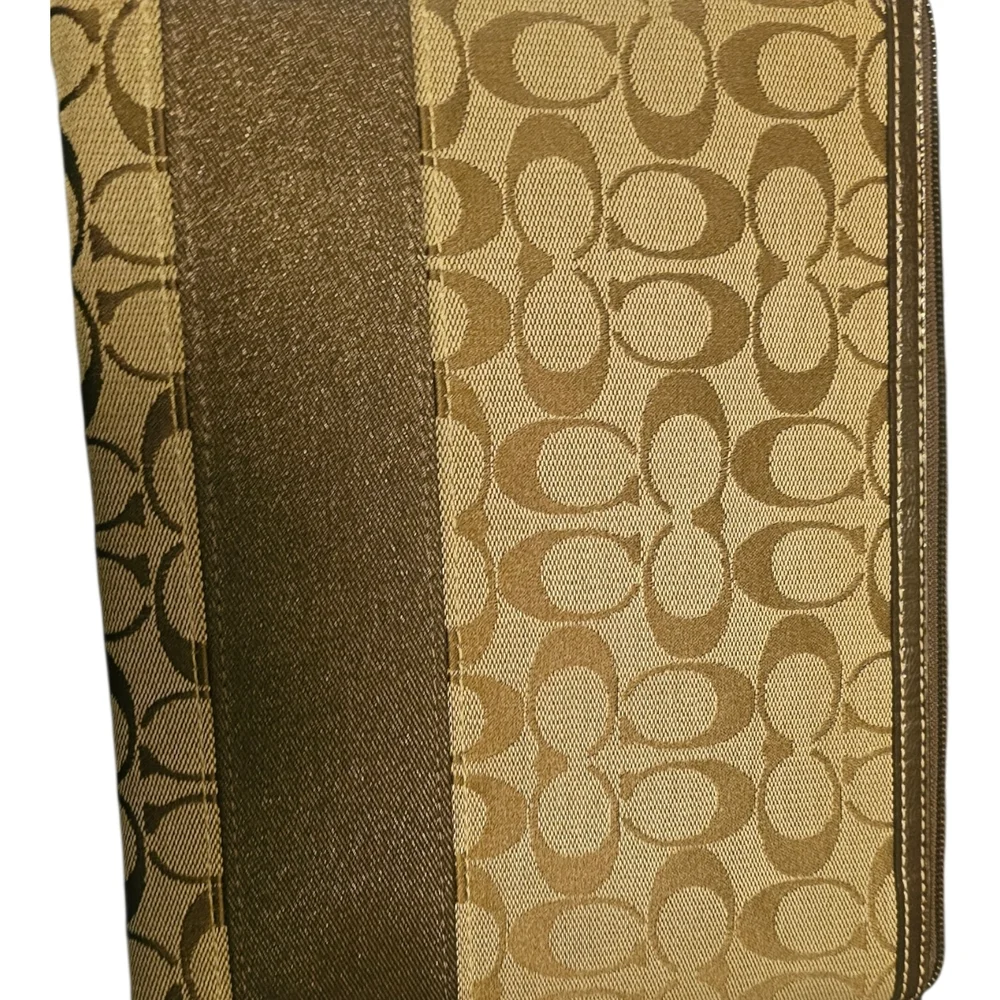 Coach Brown and Tan Signature “IPad” Bag